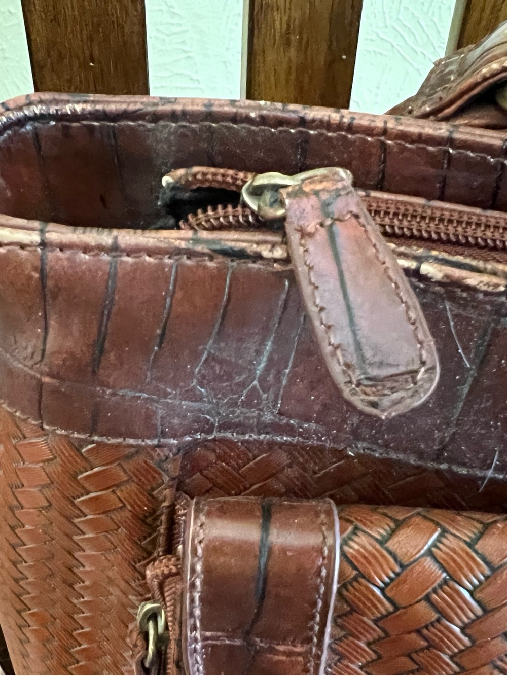 Coldwater Creek Brown Woven Leather Tote Bag - Picture 5 of 16